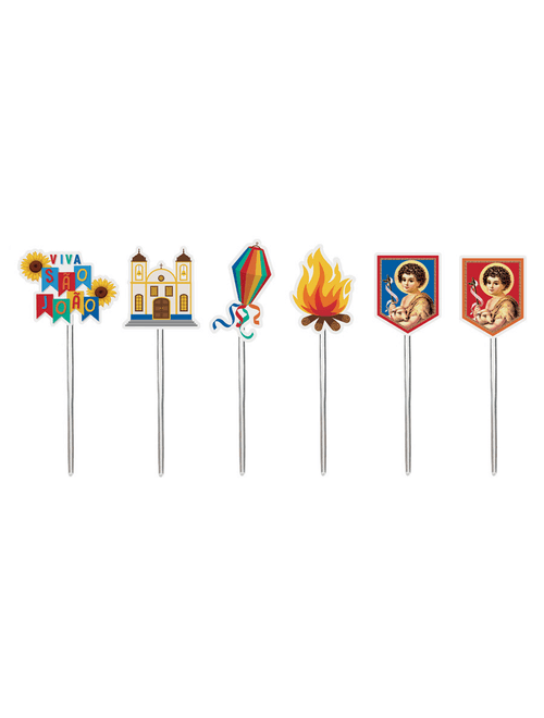 PICK DECORATIVO ARRAIA BAO DEMAIS COM 12 UNIDADES CROMUS
