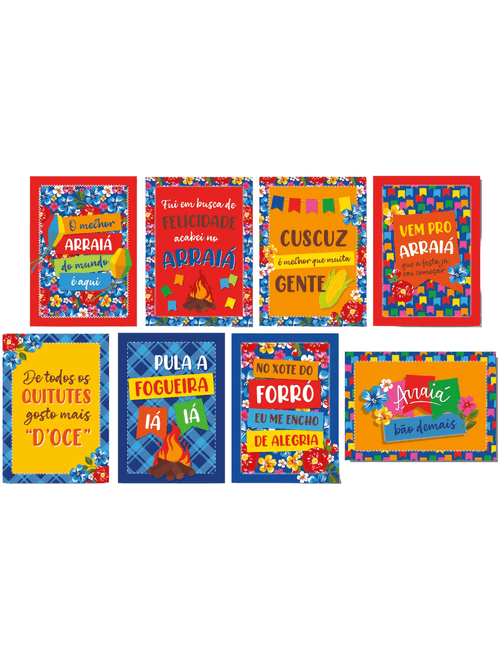 CARTAZ DECORATIVO 25X35CM ARRAIA BAO DEMAIS COM 8 UNIDADES CROMUS