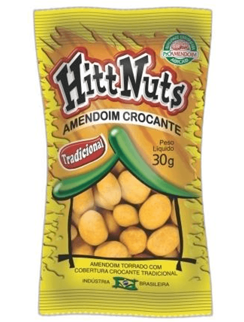 AMENDOIM CROCANTE TRADICIONAL COM  60 UNIDADES DE 30G CADA HITT NUTS
