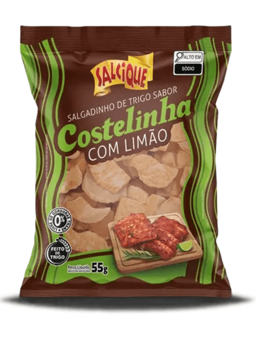 SALGADINHO DE TRIGO SABOR COSTELINHA COM LIMAO 55G SALCIQUE