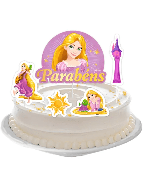 DECORACAO DE BOLO RAPUNZEL COM 5 UNIDADES REGINA