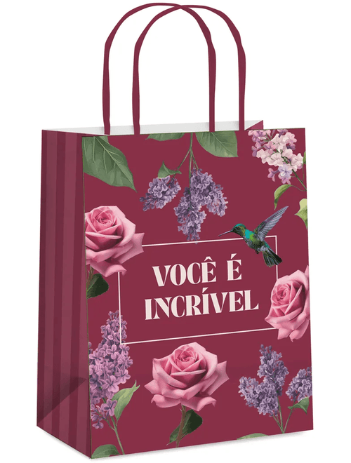 SACOLA DE PAPEL 32X26,5X13CM VOCE E INCRIVEL CROMUS