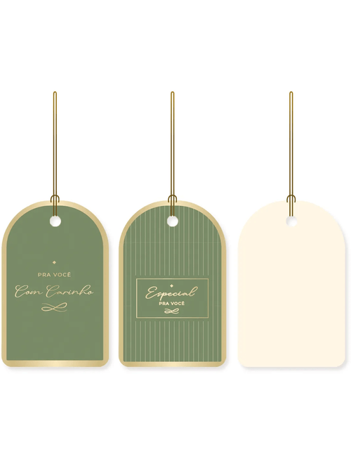 TAGS PARA PRESENTE ROYAL VERDE COM CARINHO 5X8CM COM 12 UNIDADES CROMUS