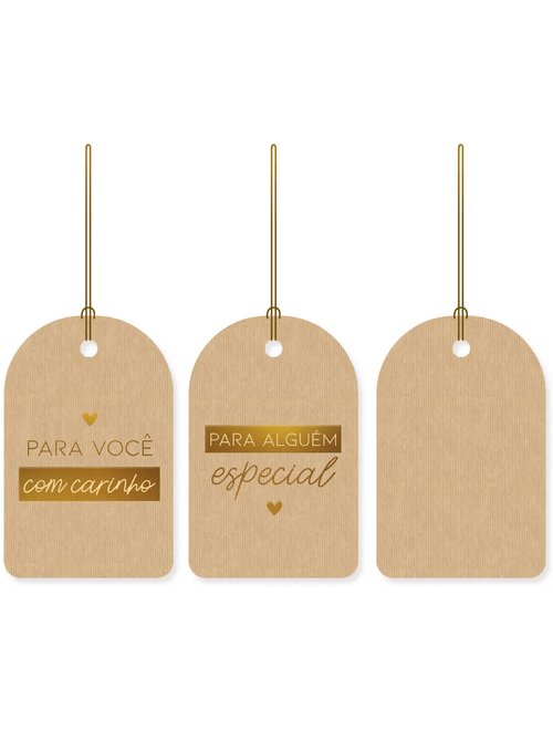 TAGS PARA PRESENTE KRAFT COM CARINHO 5X8CM COM 12 UNIDADES CROMUS