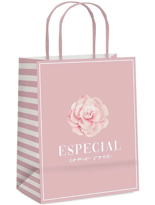 SACOLA DE PAPEL 21,5X15X8CM ESPECIAL ROSA CROMUS