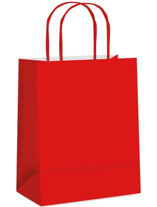 SACOLA DE PAPEL 21,5X15X8CM VERMELHO CROMUS