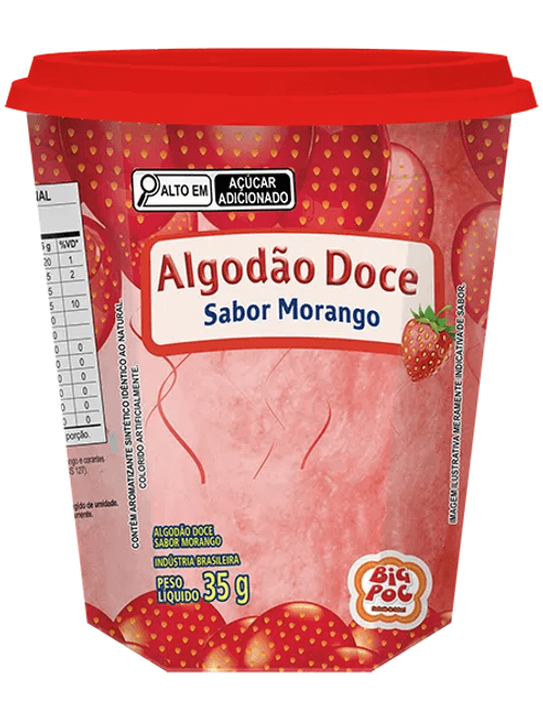 ALGODAO DOCE SABOR MORANGO 35G BIG POC
