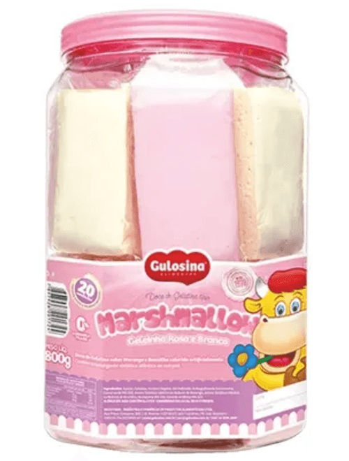 DOCE MARSHMALLOW GELATINA SABOR MORANGO E BAUNILHA 800G GULOSINA
