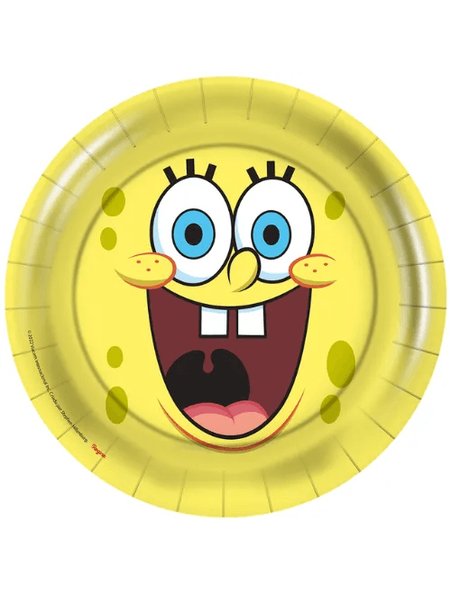 PRATO DE PAPEL REDONDO 18CM BOB ESPONJA CORE COM 8 UNIDADES REGINA