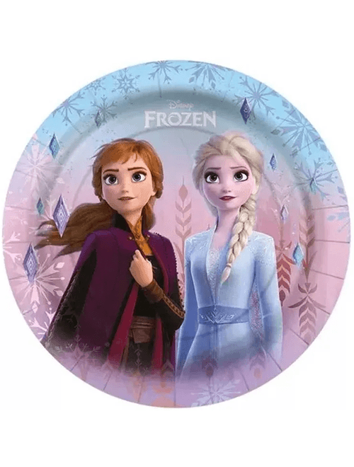 PRATO DE PAPEL REDONDO 18CM DISNEY FROZEN COM 8 UNIDADES REGINA