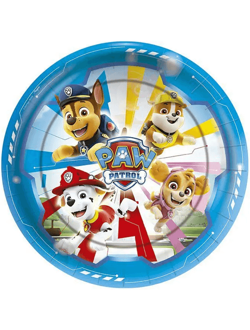 PRATO DE PAPEL REDONDO 18CM PATRULHA CANINA COM 8 UNIDADES REGINA