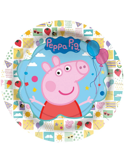 PRATO DE PAPEL REDONDO 18CM PEPPA PIG CLASSICA COM 8 UNIDADES REGINA