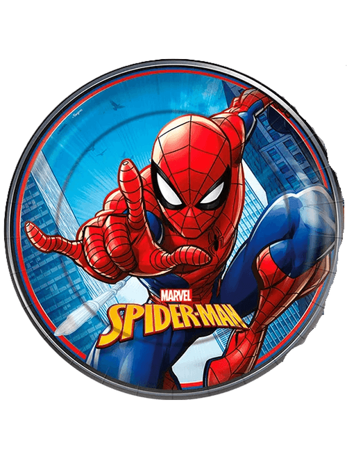 PRATO DE PAPEL REDONDO 18CM SPIDER MAN ANIMACAO COM 8 UNIDADES REGINA