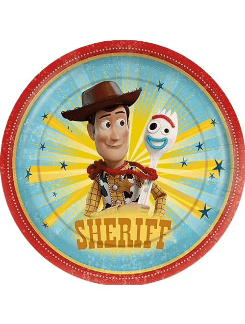 PRATO DE PAPEL REDONDO 18CM TOY STORY 4 COM 8 UNIDADES REGINA