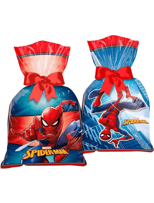 SACOLA PLASTICA SPIDER MAN ANIMACAO COM 8 UNIDADES REGINA