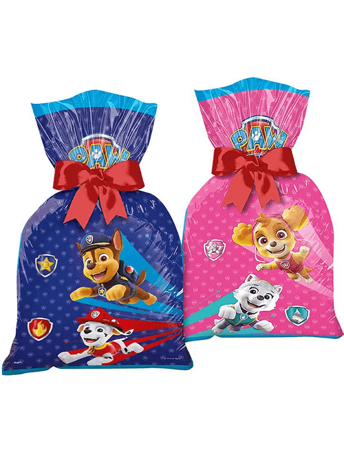 SACOLA PLASTICA PATRULHA CANINA CORE COM 8 UNIDADES REGINA