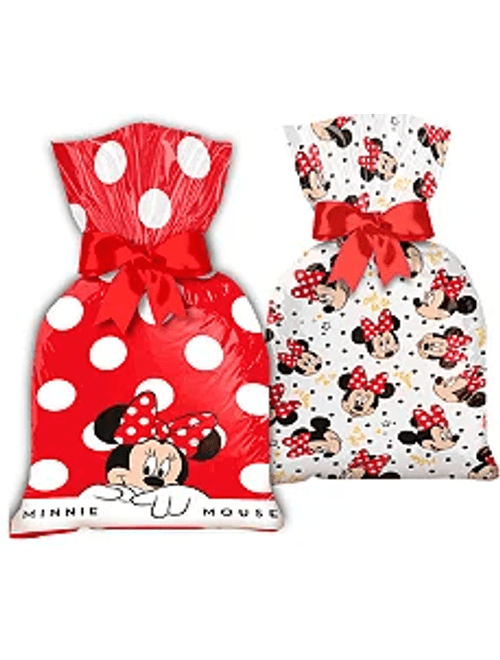 SACOLA PLASTICA MINNIE MOUSE COM 8 UNIDADES REGINA