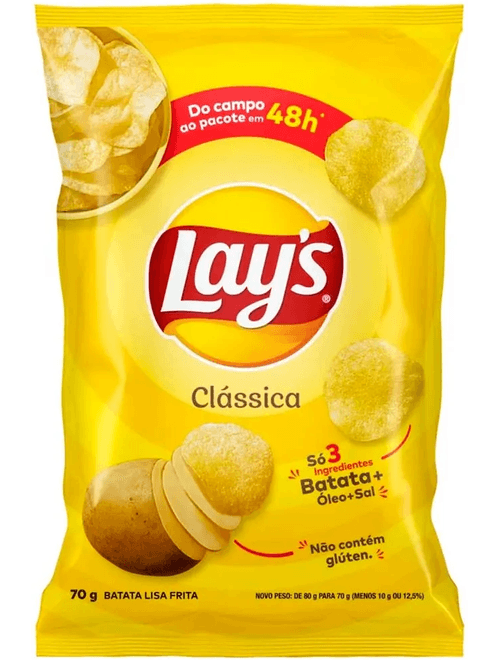 BATATA LAYS CLASSICA 70G ELMA CHIPS