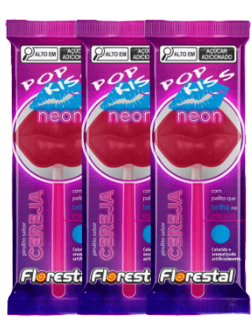 PIRULITO POP KISS NEON CEREJA 300G FLORESTAL