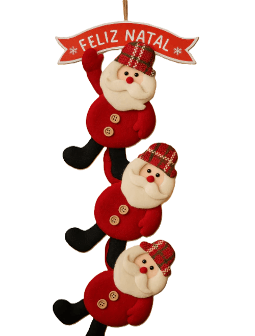 ENFEITE PENDENTE TRIPLO COM PLACA VERMELHA ZEIN