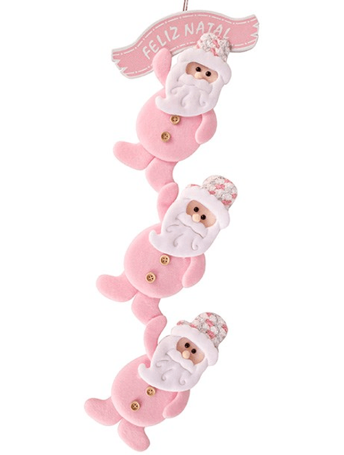 ENFEITE PENDENTE TRIPLO COM PLACA ROSA ZEIN