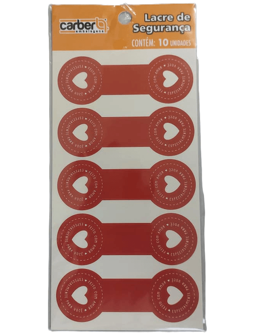 ADESIVO LACRE DE SEGURANCA COM AMOR COM 10 UNIDADES CARBER