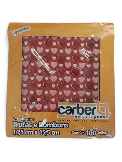 EMBALAGENS PARA TRUFAS E BOMBONS 14,5CMX15,5CM TRUE LOVE COM 100 UNIDADES CARBER