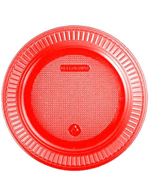 PRATO DESCARTAVEL 15CM RASO VERMELHO COM 10 UNIDADES BELLO COPOS