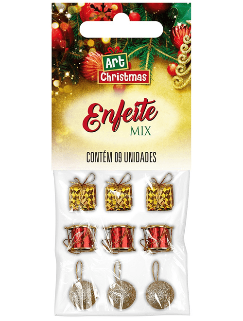 ENFEITE NATALINO MIX COM 9 UNIDADES ZEIN
