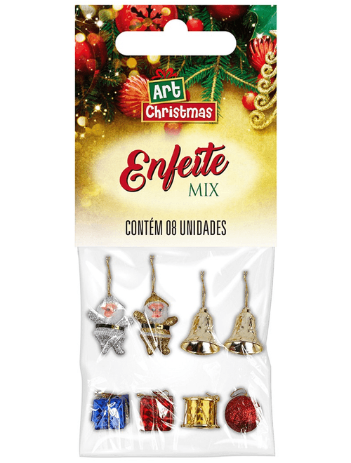 ENFEITE NATALINO MIX COM 8 UNIDADES ZEIN