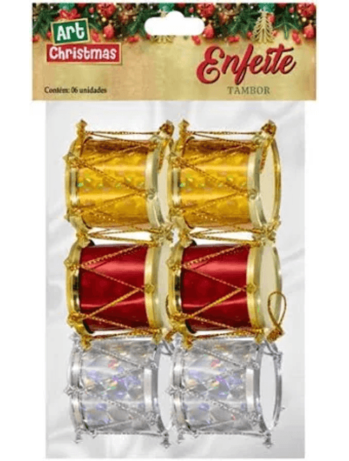 ENFEITE NATALINO TAMBOR COM 6 UNIDADES ZEIN