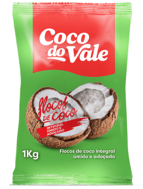 FLOCOS DE COCO INTEGRAL UMIDO E ADOCADO 1KG COCO DO VALE