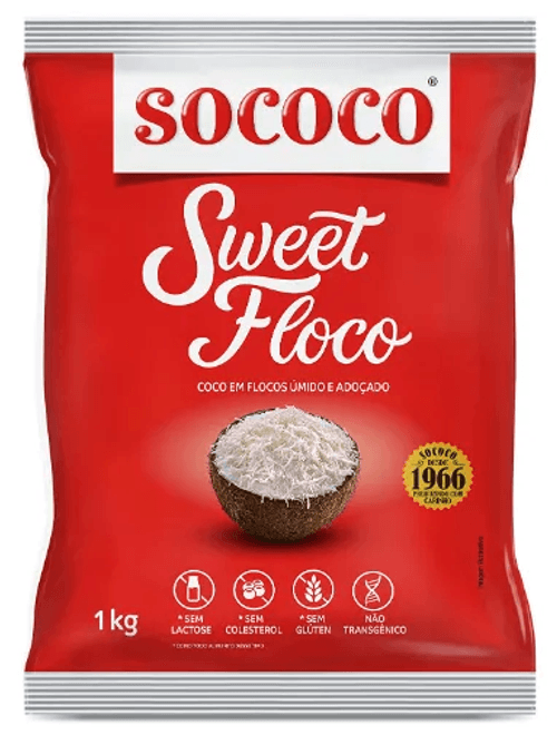SWEET FLOCO COCO EM FLOCOS UMIDO E ADOCADO 1KG SOCOCO