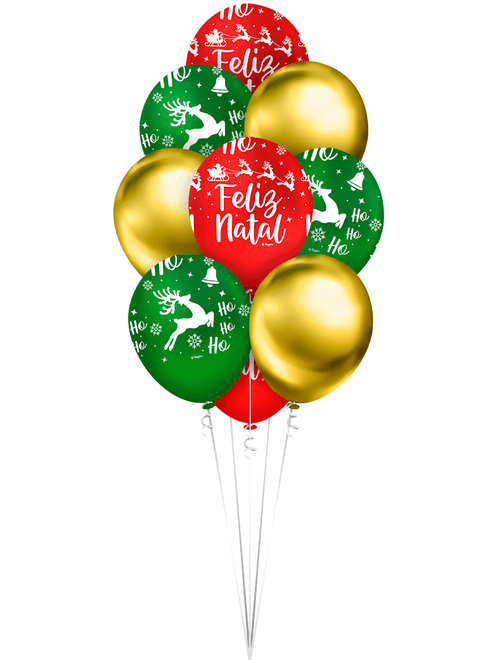 BALAO LATEX 10 POLEGADAS NATAL MAGICO COM 10 UNIDADES REGINA