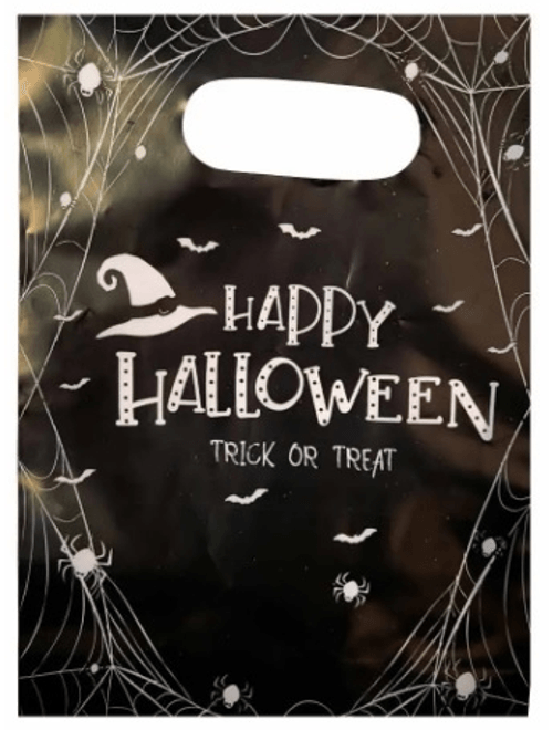 SACOLA PLASTICA HAPPY HALLOWEEN PRETA COM 10 UNIDADES FOX IMPORT