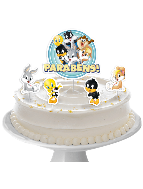 DECORACAO DE BOLO LOONEY TUNES COM 5 UNIDADES REGINA