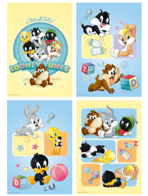 CARTAZ DECORATIVO LOONEY TUNES COM 4 UNIDADES REGINA