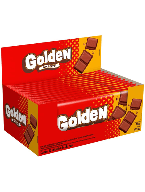 CHOCOLATE GOLDEN AO LEITE CONTEM 12 UNIDADES DE 65G CADA