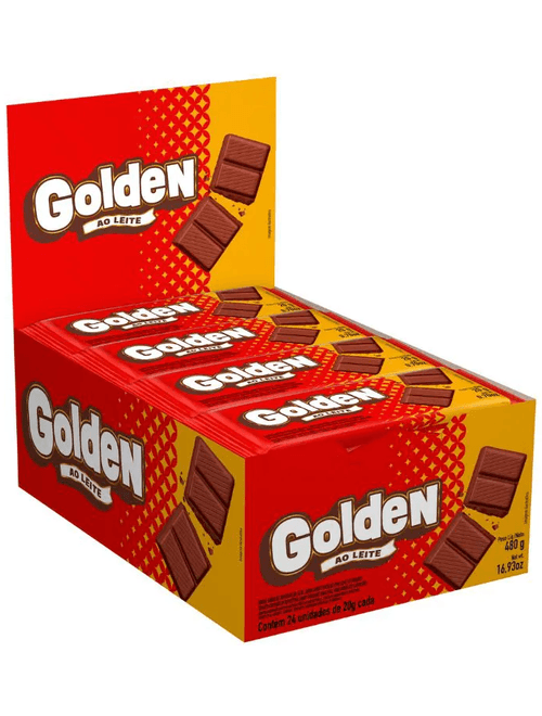 CHOCOLATE GOLDEN AO LEITE CONTEM 24 UNIDADES DE 20G CADA