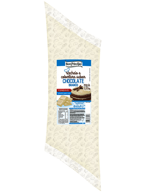 RECHEIO E COBERTURA DE CHOCOLATE BRANCO 1.01KG BOM PRINCIPIO