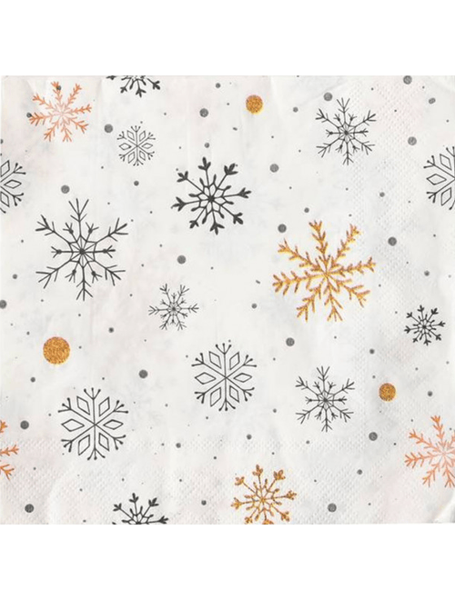 GUARDANAPO FLOCOS DE NEVE 32X32CM COM 20 UNIDADES SILVER FESTAS