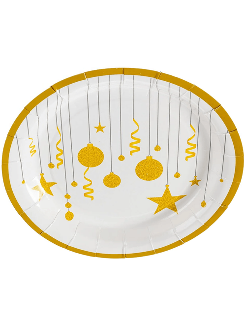 PRATO DE PAPEL MERRY CHRISTMAS 18CM COM 10 UNIDADES SILVER FESTAS