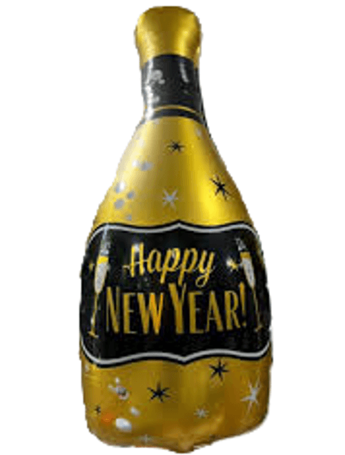 BALAO CHAMPAGNE HAPPY NEW YEAR PRETO SILVER FESTAS