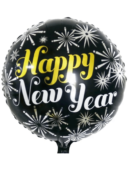 BALAO 18 POLEGADAS REDONDO HAPPY NEW YEAR SILVER FESTAS