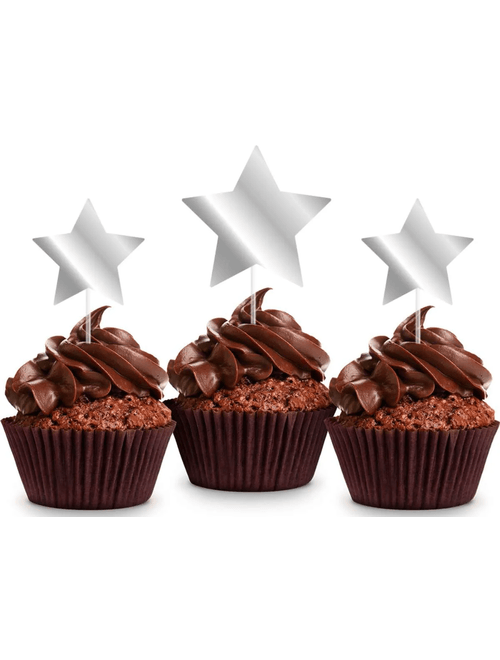 PICKS PARA DOCES ESTRELA PRATA ANO NOVO COM 8 UNIDADES REGINA