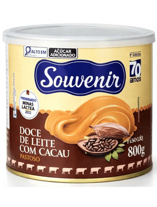 DOCE LEITE COM CACAU PASTOSO 800G SOUVENIR
